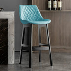 Tabourets de bar en similicuir Mid-Century Modern avec pieds en bois