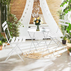 Ensemble bistrot pliant en métal 3 pièces, salon de conversation intérieur/extérieur résistant aux intempéries pour patio, cour, jardin