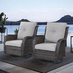 Chaises longues à bascule d'extérieur en osier Gymojoy avec base pivotante (lot de 2)