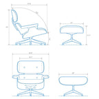 Fauteuil inclinable et ottoman Furgle en cuir véritable et bois de noyer