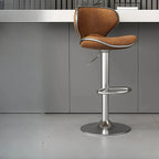 Tabouret de bar réglable pivotant à coussin en cuir