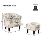 Fauteuil crapaud classique avec revêtement en tissu doux en polyester, repose-pieds inclus