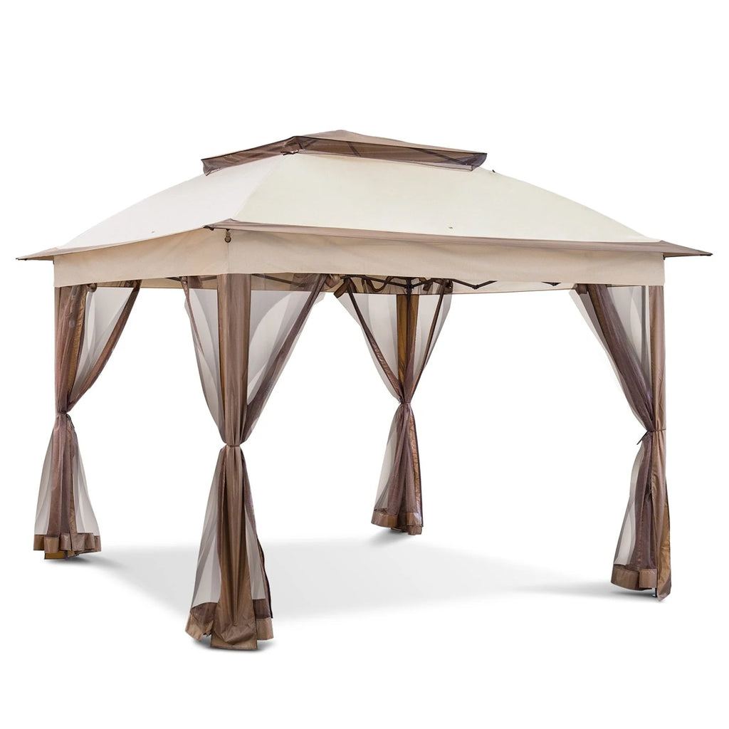 Cozywor Tonnelle escamotable en acier de 3,35 m x 3,35 m avec moustiquaire
