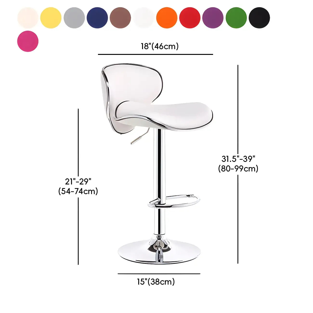 Tabourets de bar pivotants à 360° en similicuir, avec siège baquet réglable en hauteur
