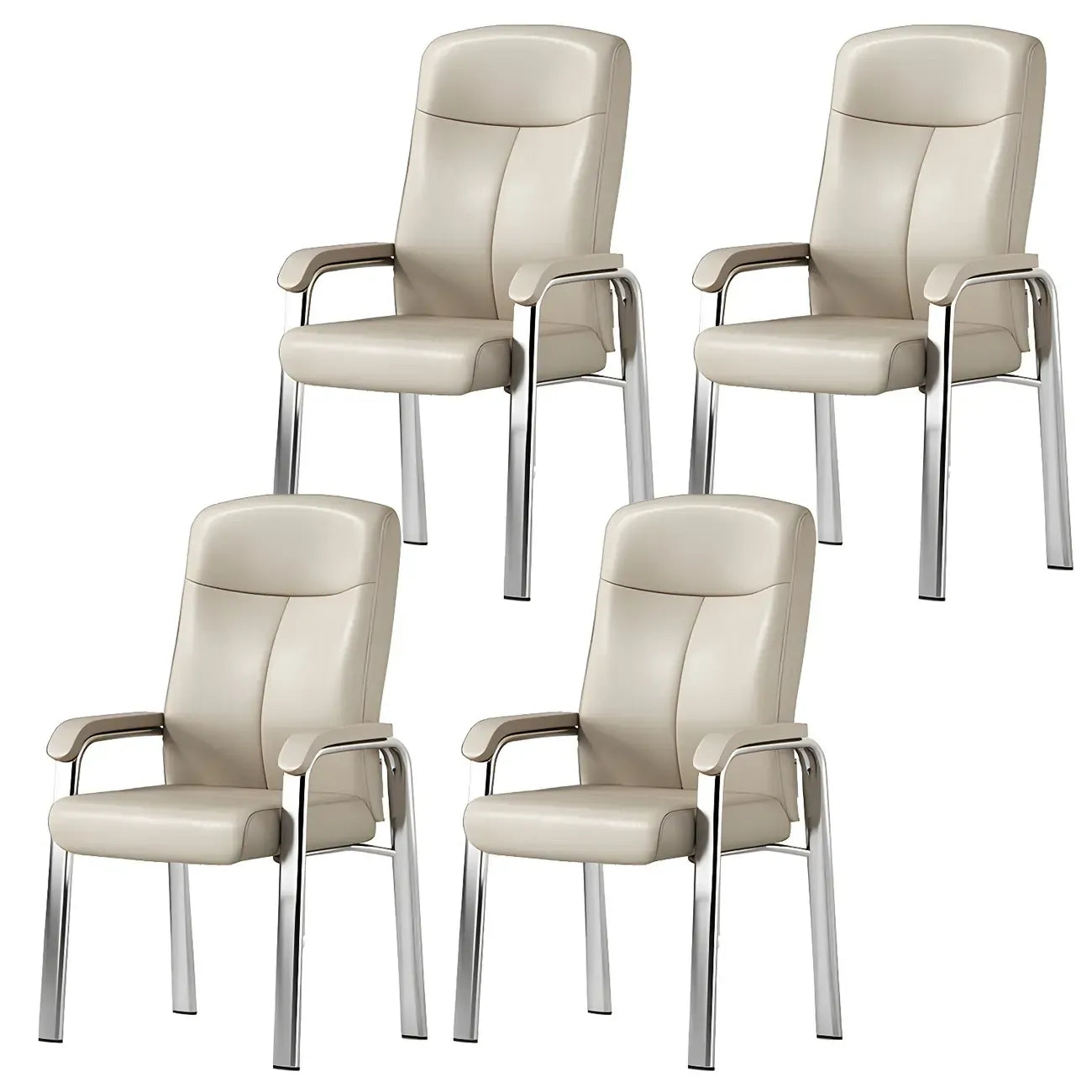 Chaise de bureau HomeyFad moderne en cuir et métal à 4 pieds avec accoudoirs