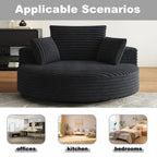 Fauteuil pivotant simple en velours côtelé et chenille avec rembourrage en mousse