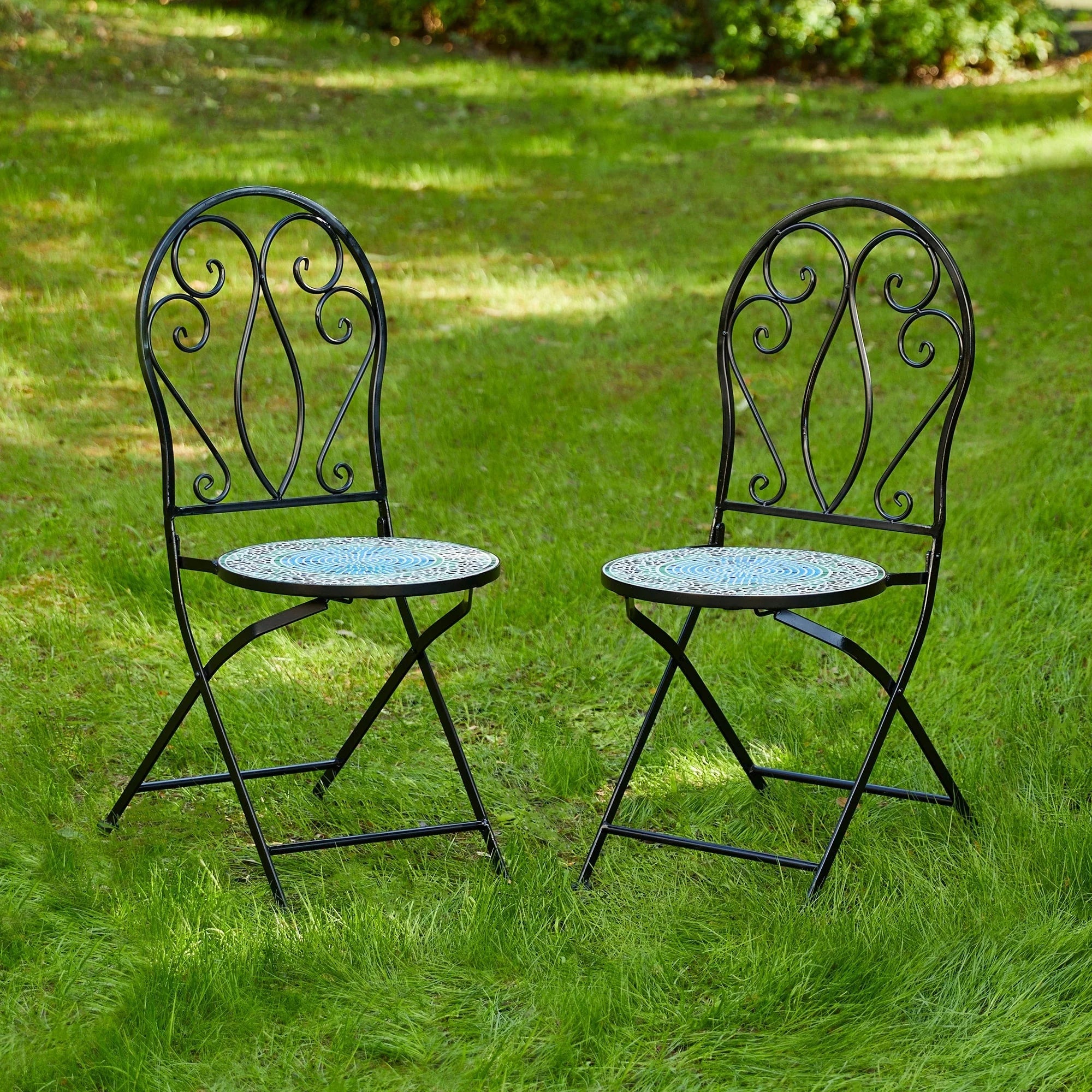 Ensemble bistrot pliant en métal Glitzhome pour extérieur, 3 pièces, table et chaises de patio