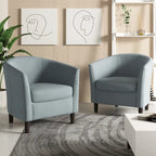 2 fauteuils club modernes en lin avec accoudoirs ronds