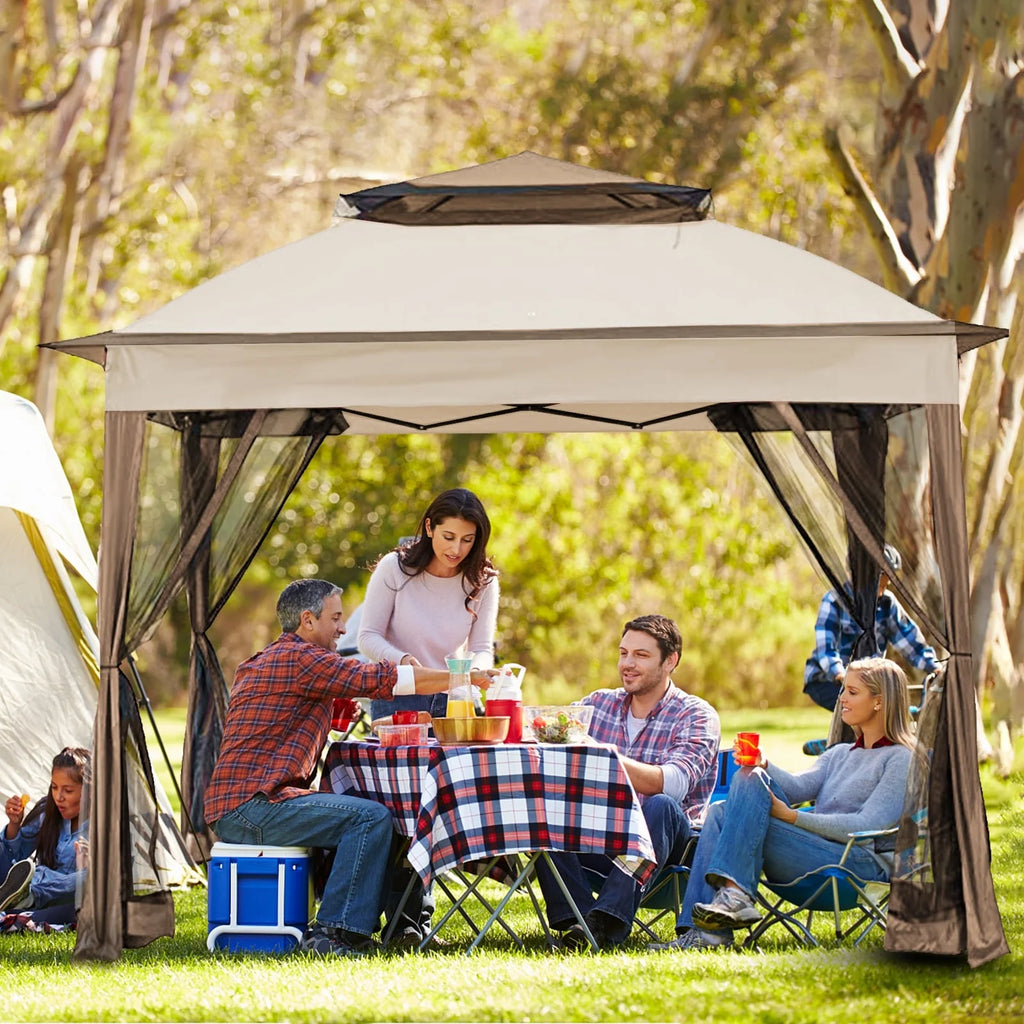 Cozywor Tonnelle escamotable en acier de 3,35 m x 3,35 m avec moustiquaire