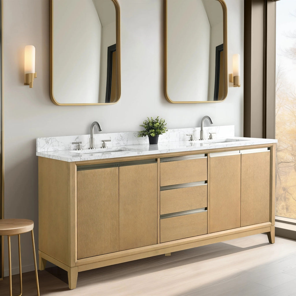 Meuble-lavabo Vanity Art avec évier en céramique et dessus en marbre reconstitué
