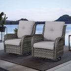 Chaises longues à bascule d'extérieur en osier Gymojoy avec base pivotante (lot de 2)