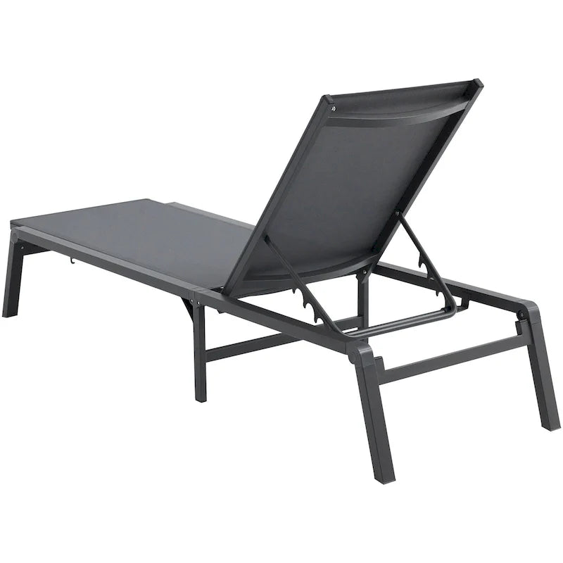 Chaises longues d'extérieur, chaises longues de patio en aluminium avec 5 positions réglables, chaises longues de piscine pliantes inclinables