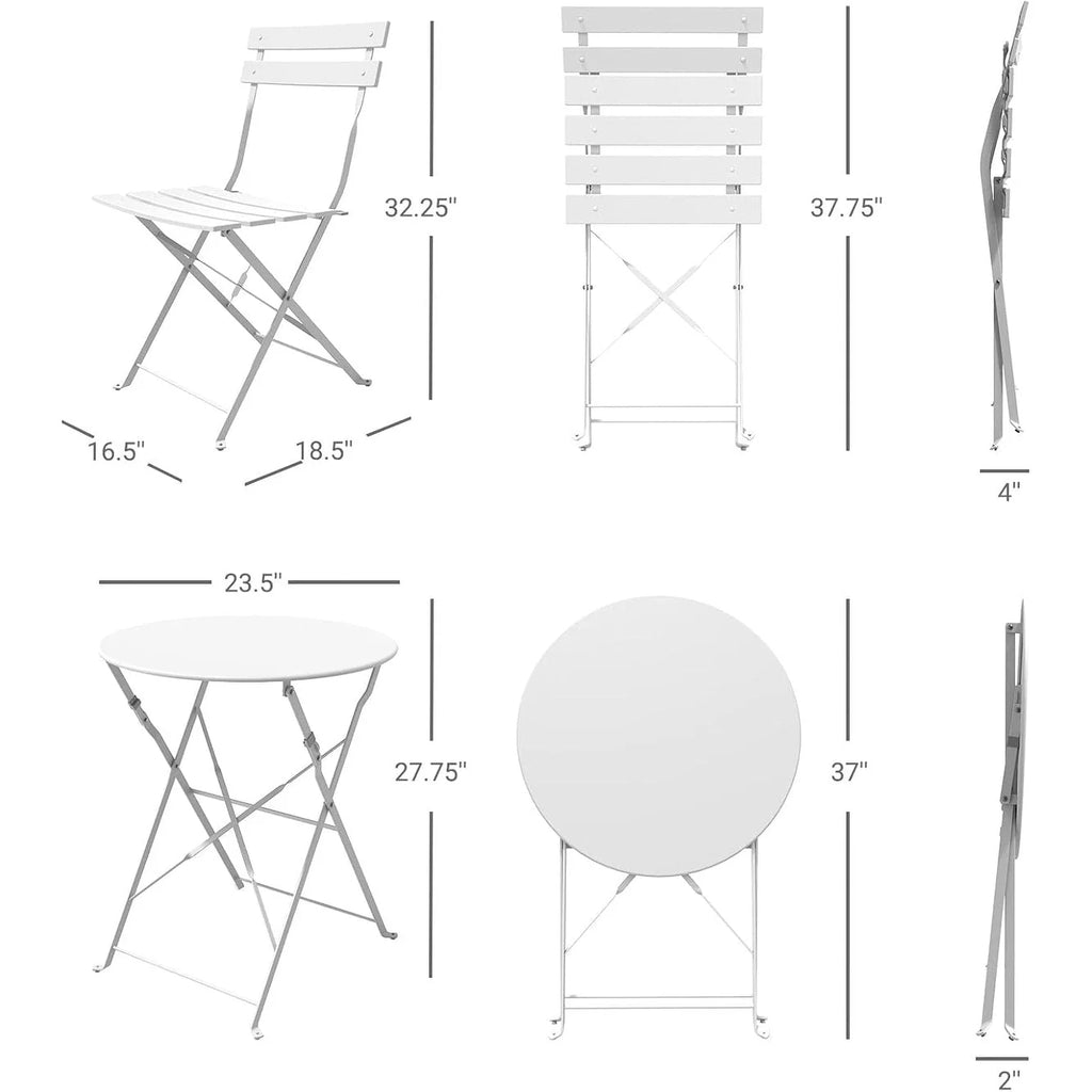 Ensemble bistrot pliant en métal 3 pièces, salon de conversation intérieur/extérieur résistant aux intempéries pour patio, cour, jardin