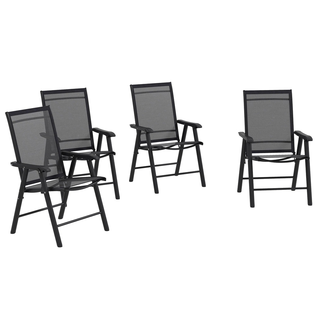 Lot de 4 chaises pliantes Outsunny au design simple et élégant, confortables pour la terrasse, le jardin et les voyages