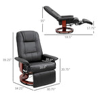 Fauteuil de relaxation pivotant réglable en cuir avec repose-pieds et accoudoirs