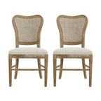 Chaises de salle à manger en bois d'hévéa de style fermier avec dossier en rotin (deux chaises par ensemble).