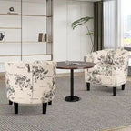 Fauteuil crapaud classique avec revêtement en tissu doux en polyester, repose-pieds inclus
