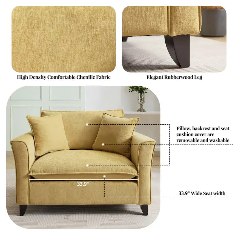Fauteuil surdimensionné en tissu chenille