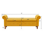 Banc de rangement pour chambre, bout de lit, accoudoirs roulés, canapé ottoman en velours, long banc